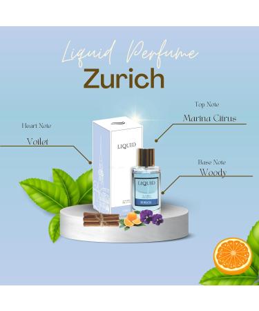 LIQUID Zurich Luxury Eau de Parfum EDP for Men - 90ml Long Lasting | Premium Perfume | Marine Citrus & Woody Fragrance | Perfect for Special Occasions | Luxury Scent Inspired by Zurich | Gift for Him - Buy Online on GoSupps.com