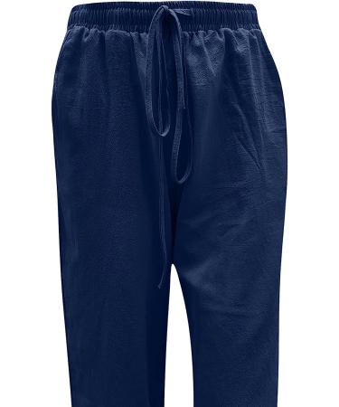 Apendorf Women's Linen Wide Leg Pants - Summer Casual Bottoms with Pockets | Navy, 3X-Large - Buy Online on GoSupps.com