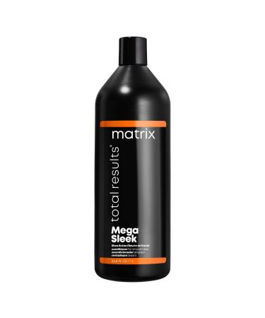 MATRIX Total Results Mega Sleek Conditioner | Controls Frizz Leaving Hair Smooth & Shiny | With Shea Butter | For Unruly Hair 33.8 Fl Oz (Pack of 1)