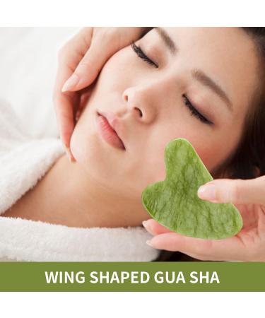 Hrobig Gua Sha & Jade Roller Face Set - 100% Natural Jade Anti-Aging Skin Care Device for Face Eyes & Neck - Tightens Skin & Promotes Youthful Glow - Buy Online on GoSupps.com