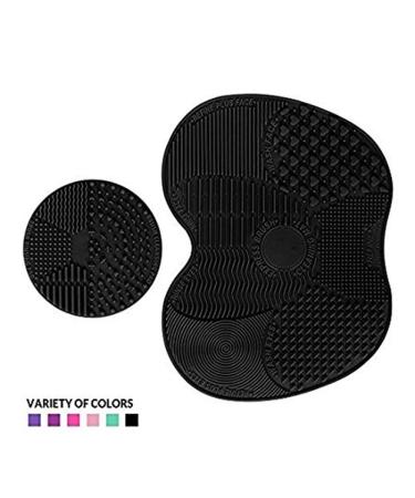 Ogquaton Silicone Makeup Brush Cleaning Mat - Portable Cosmetic Brush Cleaner for Women - Creative & Useful Black Cleaning Pad - Buy Online on GoSupps.com