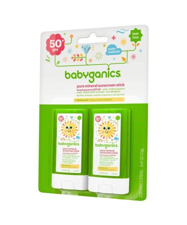 Babyganics - SPF 50+ Mineral Sunscreen Stick - 0.47 Ounce - Pack of 2