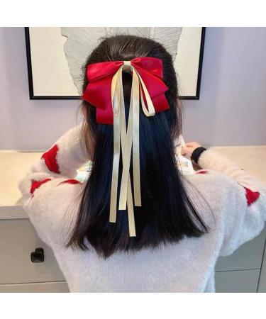 Ribbon Bowknot Hair Clips With Long Tail Hair Bow Barrettes for Cosplay Hair Bow Clip Ribbon Hair Accessories for Girls Women Birthday Christmas Gifts for Daughter Sister - Buy Online on GoSupps.com
