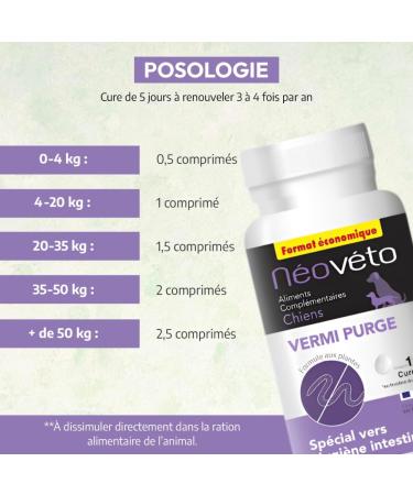 NEOVETO - Vermipurge - Dewormer for Dogs in natural tablets - Active ingredients approved by the French Veterinary Services - Made in France - Easy to administer - 30 appetizing tablets - Buy Online on GoSupps.com