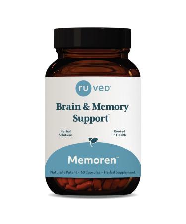 ruved Memoren - Bacopa Supplements Organic Bacopa Monnieri Gotu Kola Gingko & Ashwagandha for Memory & Focus Cognitive Support Pill for Adults - 60 Vegetarian Capsules (1 Count)