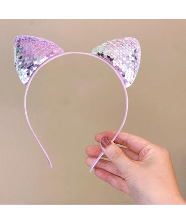 Sequin Cat Ears Headbands and Bunny Ear Headbands Shiny Hairbands Glittery Hair Hoops Hair Accessories for Easter Daily Wearing Party Decoration and Cosplay Accessories (Pink) - Buy Online on GoSupps.com