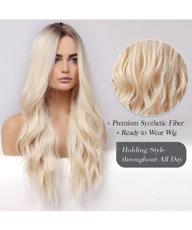 Oefei Long Wavy Blonde Wig for Women | Natural Heat-Resistant Synthetic Hair | 26 Inch Daily & Cosplay Wear - Buy Online on GoSupps.com