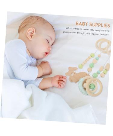 TOYANDONA 4pcs Baby Gym Plush Chew Toys Bell Hanging Sensory Wooden Ornaments Green 26X8.5CM - Buy Online on GoSupps.com