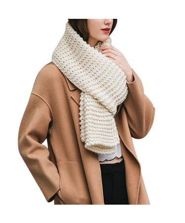 HANXIULIN Women's Scarf Warm Cashmere Scarf Wrap Turban Casual Wrap Scarf Women's Knitted Scarf with Wool Women's Scarf One Size White