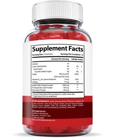 Justified Laboratories Trinity Keto ACV Gummies 1000MG - Vegan, Non GMO with Pomegranate & Beet Juice Powder - B12 - 60 Gummies - Buy Online on GoSupps.com
