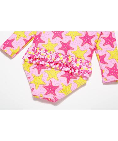 BONVERANO Baby Girls Swimsuit UPF 50+ Long-Sleeve Zipper One Piece - 9-12 Months Star Fish - Buy Online on GoSupps.com
