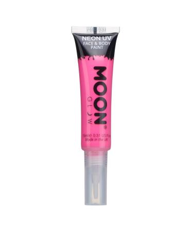 Neon UV Face & Body Paint with Brush Applicator by Moon Glow - 15ml - Intense Pink