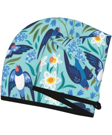 Soft Microfiber Hair Towel Wrap for Women | Flying Swallows & Spring Flowers | Quick Dry Super Absorbent | Ideal for Long Curly Short & Thick Hair - Buy Online on GoSupps.com