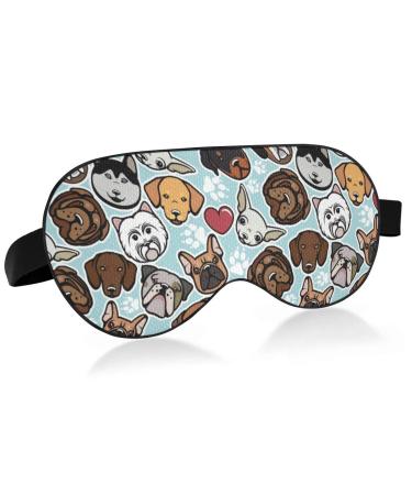 ALAZA Cute Doodle Dog Print Animal Sleep Mask for Women Men Blackout Cooling Funny Eye Mask for Sleeping with Elastic Strip
