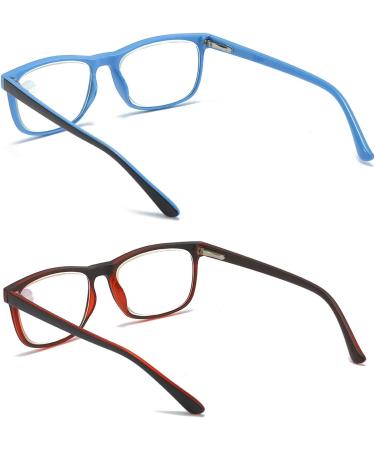 MMOWW 2-Pack Reading Glasses for Men & Women - Anti-Blue Light Computer Glasses with Spring Hinges (Red + Dark Blue 1.5x) - Stylish & Comfortable - Buy Online on GoSupps.com
