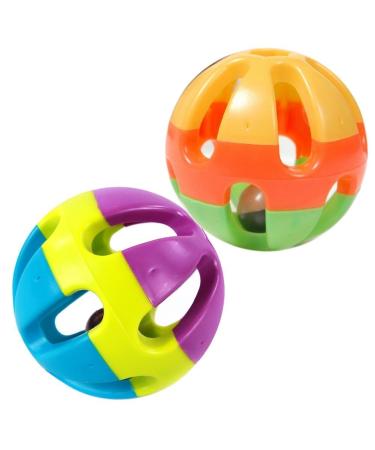 Pet Parrot Toy Colorful Bird Bell Ball For Parakeet Budgie Cockatiel Rabbit Cat Dog Toy Ball 2 Pack