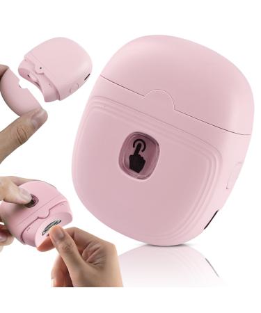 Electrical nail clipper electrical automatic nail scissors with light portable electric nail cutters USB electric nail cutters electrical nail scissors for children adults (pink)