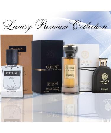 Amour Intense 100ML (3.4 OZ) Orient Elite Woods EDP 100ML (3.4Oz) & Imperial Oud EDP 50ML (1.7 OZ) WITH MAGNETIC BOX | Perfume For Men & Women. (PREMIUM COLLECTION) - Buy Online on GoSupps.com