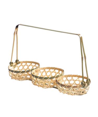 Ioensy Bamboo Food Serving Basket Food Basket Bread Basket Fruit Plate for Picnics Table Three basket