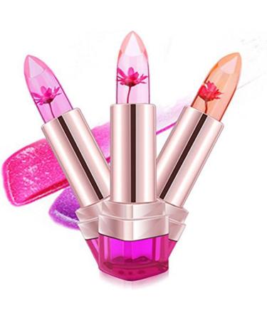 POPETPOP 3Pcs Moisturizing Lipstick Lip Gloss Flower Lipstick Jelly Lip Stick mediumx3pcs as shown x 3pcs - Buy Online on GoSupps.com