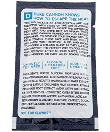 Duke Cannon Supply Co. Cold Shower Cooling Field Towel and Body Wipes - Pack of 15 Individually Wrapped Towelettes - Buy Online on GoSupps.com