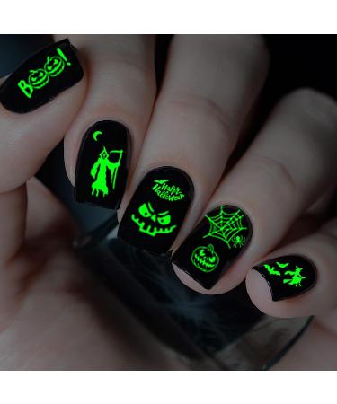 TailaiMei Halloween Nail Stickers - 9 Sheets Glow in the Dark Fluorescent Nail Decals for DIY Manicure | Perfect for Halloween Nail Art - Buy Online on GoSupps.com
