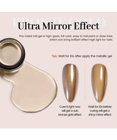 RARJSM Metallic Gel Nail Polish - Bronze Gold Chrome 3D Effect | 8ml Reflective Shine for DIY Nail Art & Home Salon - Buy Online on GoSupps.com