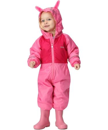 Regatta Children's Mudplay III Waterproof Insulated All-in-one Suit - 4-5 Years - Pretty Pink Rabbit - Buy Online on GoSupps.com