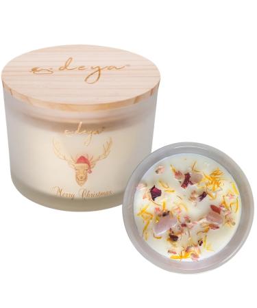 Christmas Candle Natural Soy 3 Wick Candle with Gift Box Infused Healing Crystals and Flowers Best Gift for Christmas Over 55 Hours Burning (Carnival Cardamom)