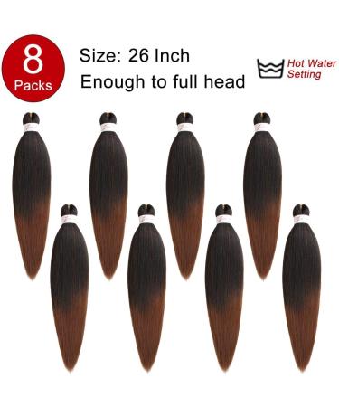 Xtrend 8 Packs 20 Inch Ombre Brown EZ Braiding Hair Extensions Pre Stretched for Box Braids Yaki Straight Kanekalon Fiber Crochet Braiding Hair Extension T30# 20 Inch (Pack of 8) T30# - Buy Online on GoSupps.com