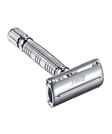 Beavorty Manual Razor Razor Razor Hobel Handle face Double -sided knife chrome -plated double -sided knife holder from alloy metal double -edged