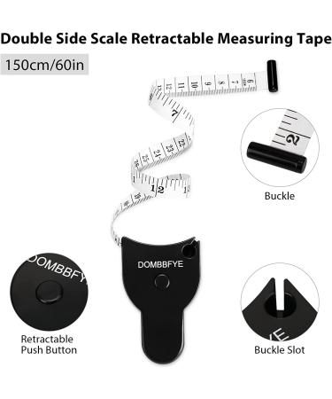 4-Piece Body Measuring Tape Set - Retractable Push Button, Double Scale - Ideal for Weight Loss, Sewing, Tailoring - 150cm/60inch Black - Buy Online on GoSupps.com