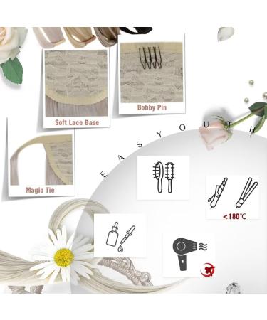 Easyouth Human Hair White Blonde Ponytail Extensions 12 Inch - 70g Wrap Around Ponytail Extension in #800(#1000) - 4-Pony Style - Buy Online on GoSupps.com