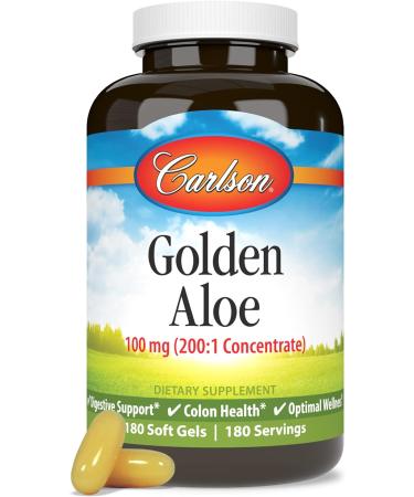 Carlson - Golden Aloe 100 mg (200:1 Concentrate) Digestive Support & Colon Health Optimal Wellness 180 Softgels - Buy Online on GoSupps.com