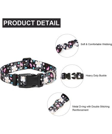 Mercano Adjustable Dog Collar - Soft Nylon Comfort & Patterned Design for Small to Medium Dogs - Flower White (M) - Buy Online on GoSupps.com