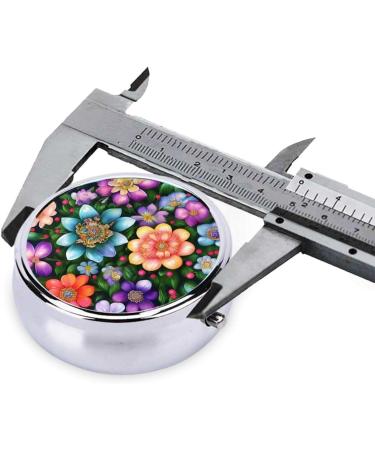 Flower Diamond Paintings Round Pill Box - Cute Mini Travel Pill Box Metal Organizer for Vitamins & Medications - Buy Online on GoSupps.com