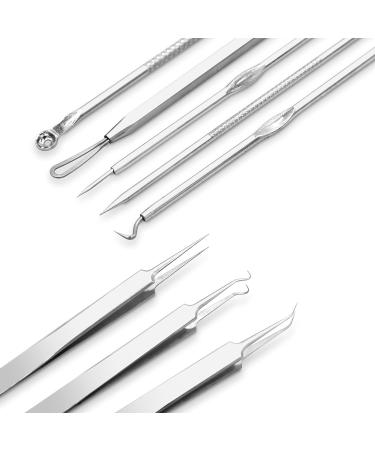 Blackhead Remover Tool Kit for Acne, Blemish, and Ingrown Hair Removal - 8 Pcs Set in Metal Case - Buy Online on GoSupps.com