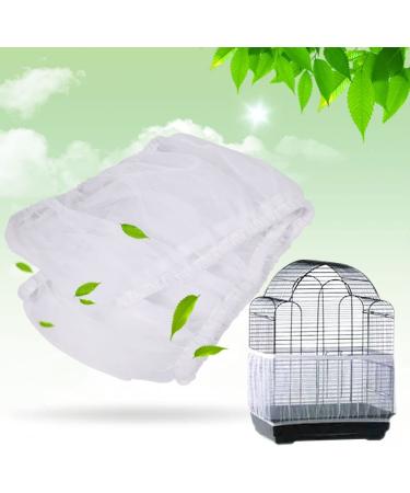Birdcage Nylon Mesh Net Cover Guard - L Size White | Pet Birds Parrot Cage Seed Catcher Skirt | Soft Ventilated Design - Buy Online on GoSupps.com