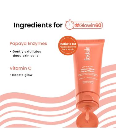Fox tale Vitamin C Super Glow Face Wash with Papaya enzyme | Reduces Tan | Boosts Glow | Gently Exfoliates & Brightens Skin | Reduces Pigmentation | Face Wash for Men & Women- 100ml - Buy Online on GoSupps.com