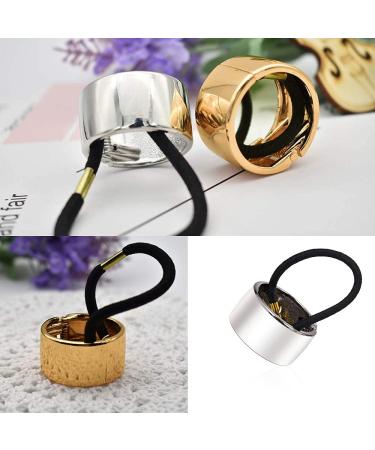 4-Piece Metal Circle Hair Cuff Set - Elastic Ponytail Holders & Hair Accessories for Women & Girls in Magenta - Buy Online on GoSupps.com