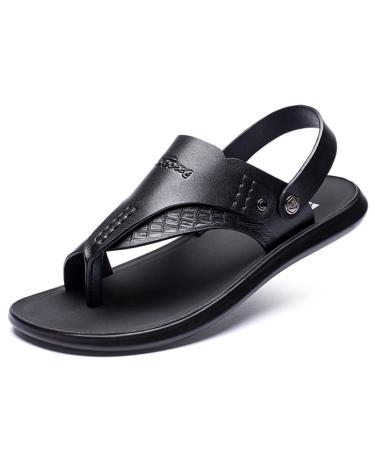 WCXTY Orthopedic Bunion Mens Sandals Summer Comfort PU Toe Corrector Beach Slippers Casual Lightweight Soft Hallux Valgus Walking Flip Flops for Men for Plantar Fasciitis 9 Black