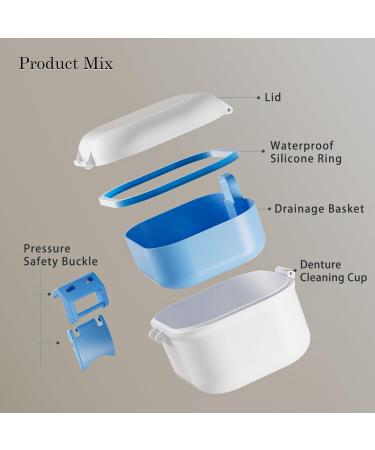 BVN Leak-Proof Prosthesis Box | Eco-Friendly Denture Box with Sieve | Sustainable Dental Solution for All Ages - Blue & White - Buy Online on GoSupps.com