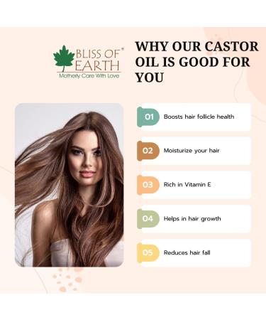  BLISS OF EARTH Bliss Of Earth Organic Cold-Pressed Hexane-Free Castor Oil for Hair Growth Yellow 100 ml (Castor Oil) - Buy Online on GoSupps.com