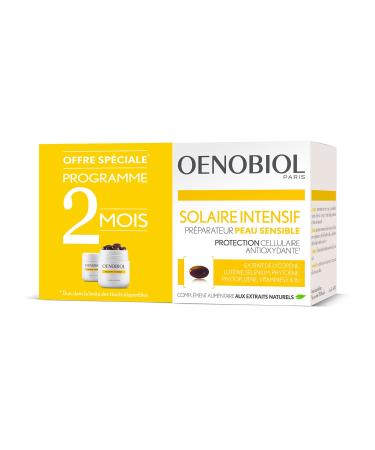 OENOBIOL - Food Supplements - Sun Preparer - Sensitive Skin - Based on Lycopene, Lutein, Vitamin B2, Vitamin E and Selenium - 2 Month Program - 2 Boxes of 30 Capsules
