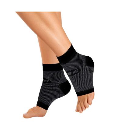OrthoSleeve FS6 Compression Foot Sleeve (One Pair) for Plantar Fasciitis, Heel Pain, Achilles Tendonitis and Swelling Large Black
