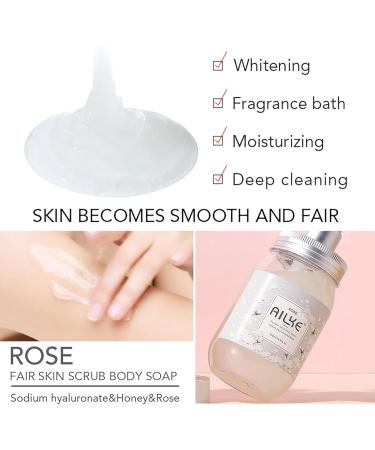  AILKE BOOST LUSTER AILKE Fair Skin Scrub Body Wash Moisturizing Clean Skin With Rose Oil Extract Sodium Hyaluronate Improve Skin Fairness Elasticity Exfoliation 500 ml - Buy Online on GoSupps.com