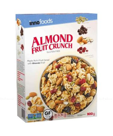 Innofoods Almond Fruit Crunch Cereal Maple Nuts Seeds Cluster Flakes Pack 900g