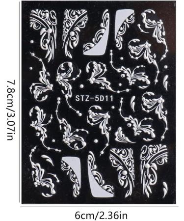 Flower Nail Stickers 5D Lace Engraved Nail Decal Self Adhesive Carving DIY Nail Art Style 3 Nail ornament - Buy Online on GoSupps.com