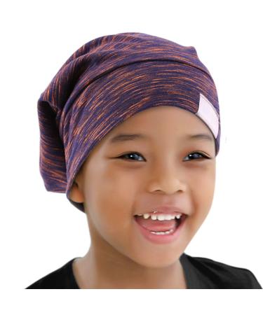ELIHAIR Kids Beanie Sleep Hats Bonnet for Night Sleeping Cap Silky Lined Satin Bonnet with Adjustable Elastic Band for Teens Toddler Child Natural Curly Frizzy Hair Cover(Rose Violet) Kids Rose Violet