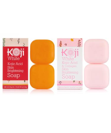 Pure Kojic Acid Skin Brightening & Collagen Soap Bundle for Dark Spot & Glowing Skin Moisturizing for Face & Body Acne Scars Uneven Skin Tone SLS & Paraben Free Not Tested on Animal